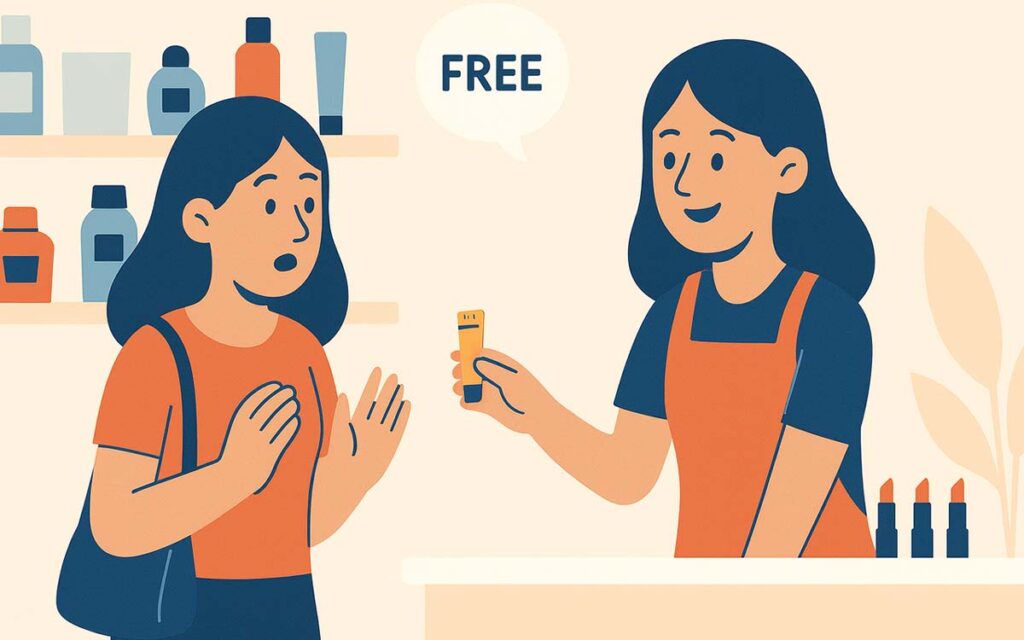 ارائه نمونه رایگان محصولات پرطرفدار برای جذب مشتری لوازم آرایشی