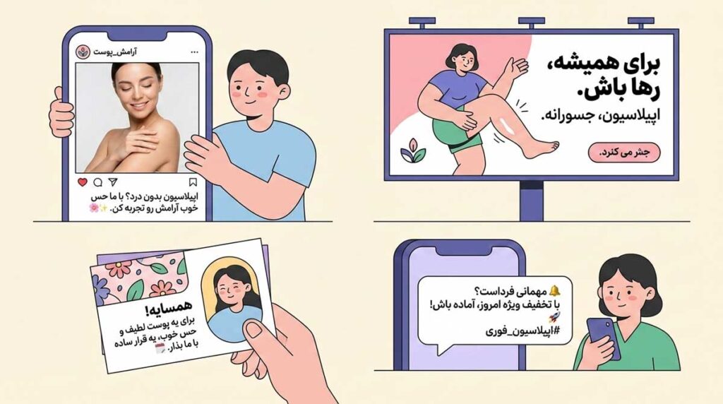 نمونه متن تبلیغ اپیلاسیون برای تراکت و کارت ویزیت