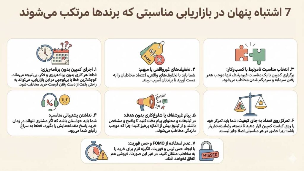 ۷ اشتباه پنهان در بازاریابی مناسبتی که برندها مرتکب میشوند