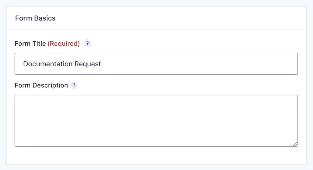 ویرایش عنوان و توضیحات فرم در بخش Form Basics