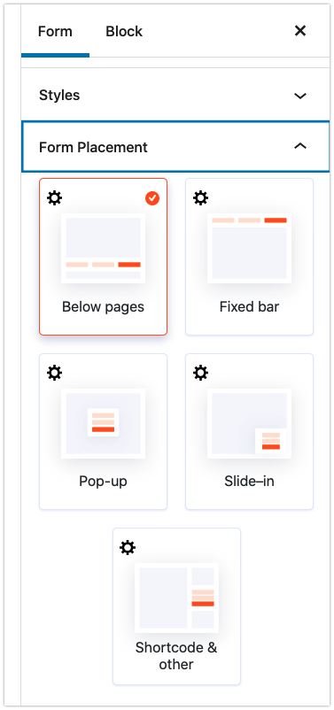 روشهای قرار دادن فرم در سایت از بخش Form Placement