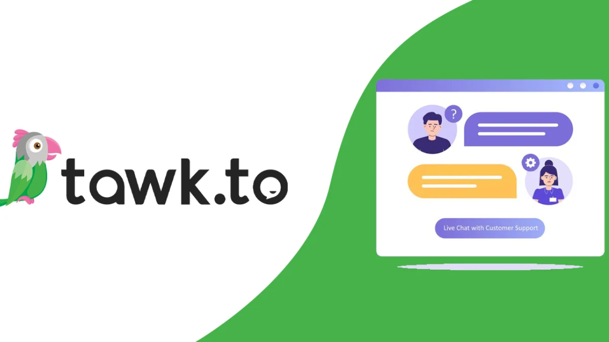 لوگوی tawk.to در کنار تصویر گفتوگوی پشتیبانی با مشتری