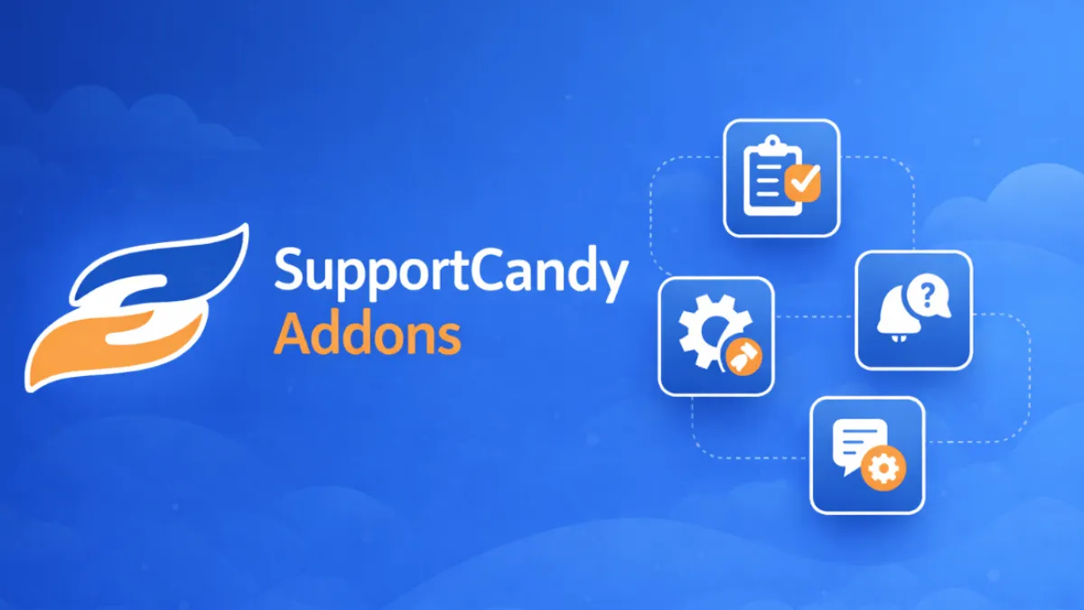 نشان SupportCandy و افزونههای جانبی مدیریت پشتیبانی