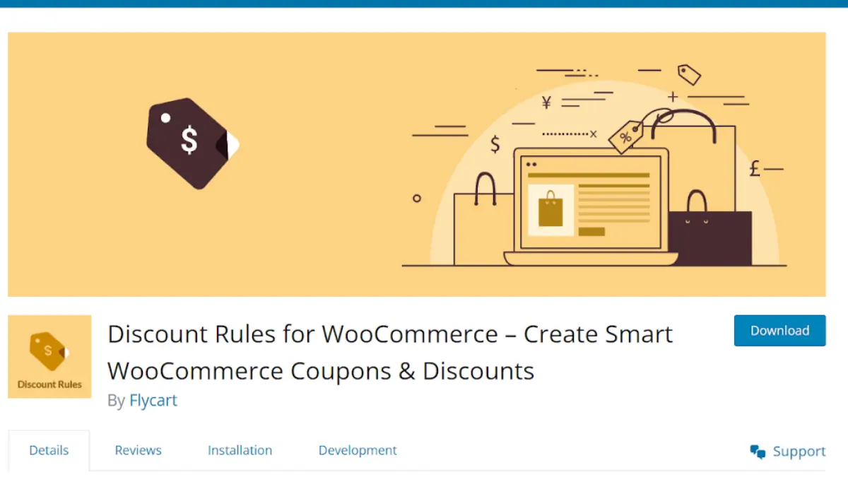 صفحه افزونه Discount Rules for WooCommerce از FlyCart در مخزن وردپرس